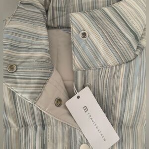 NWT Travis Mathew Marin Striped Light Quilted Jacket Coat Button Front